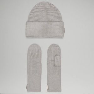 Lululemon Ribbed Merino Wool-Blrnd Knit Cozy Set in Gull Grey NWT